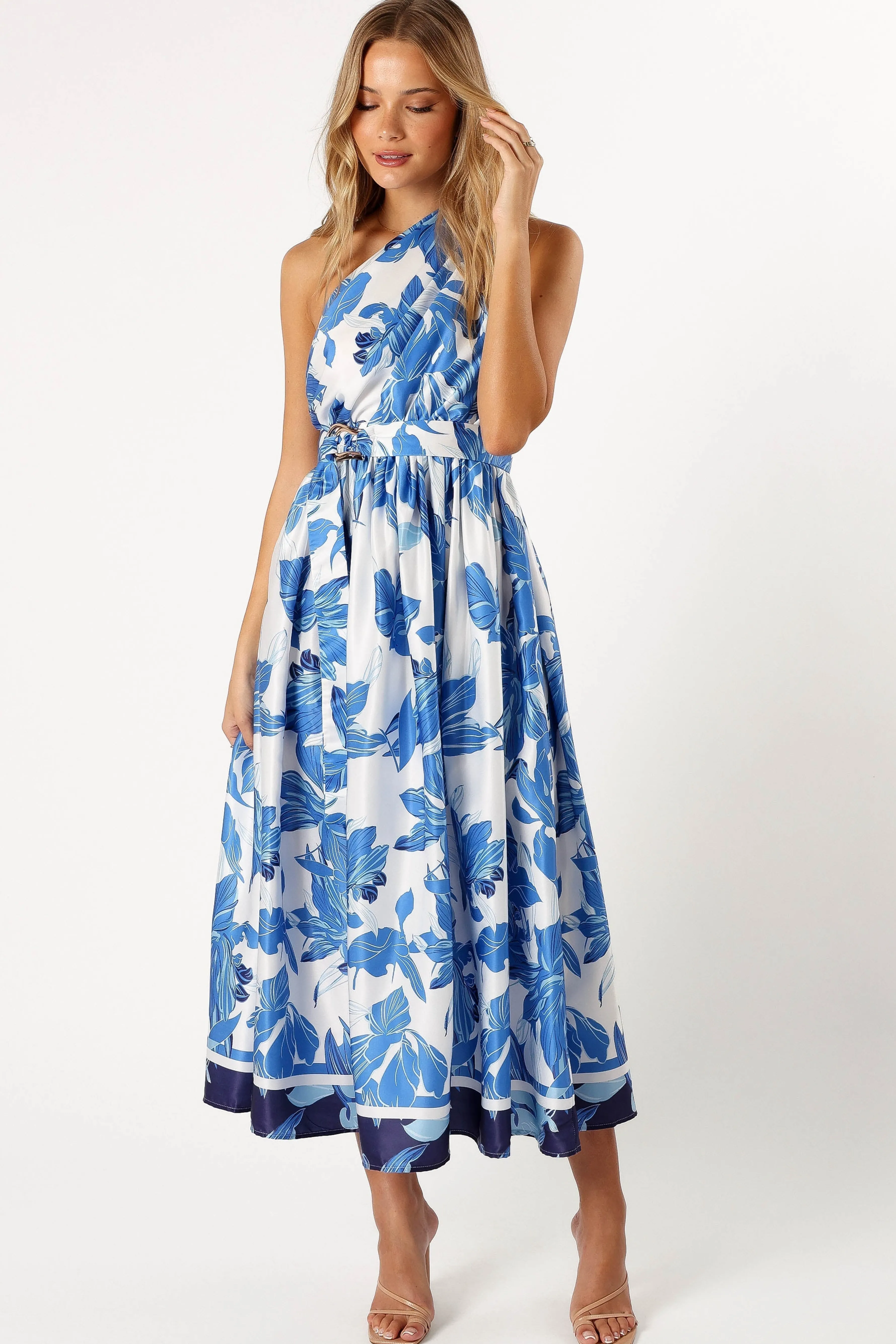 Petal & Pup Naomi One Shoulder Midi Dress - Blue Floral BlueFloral Best