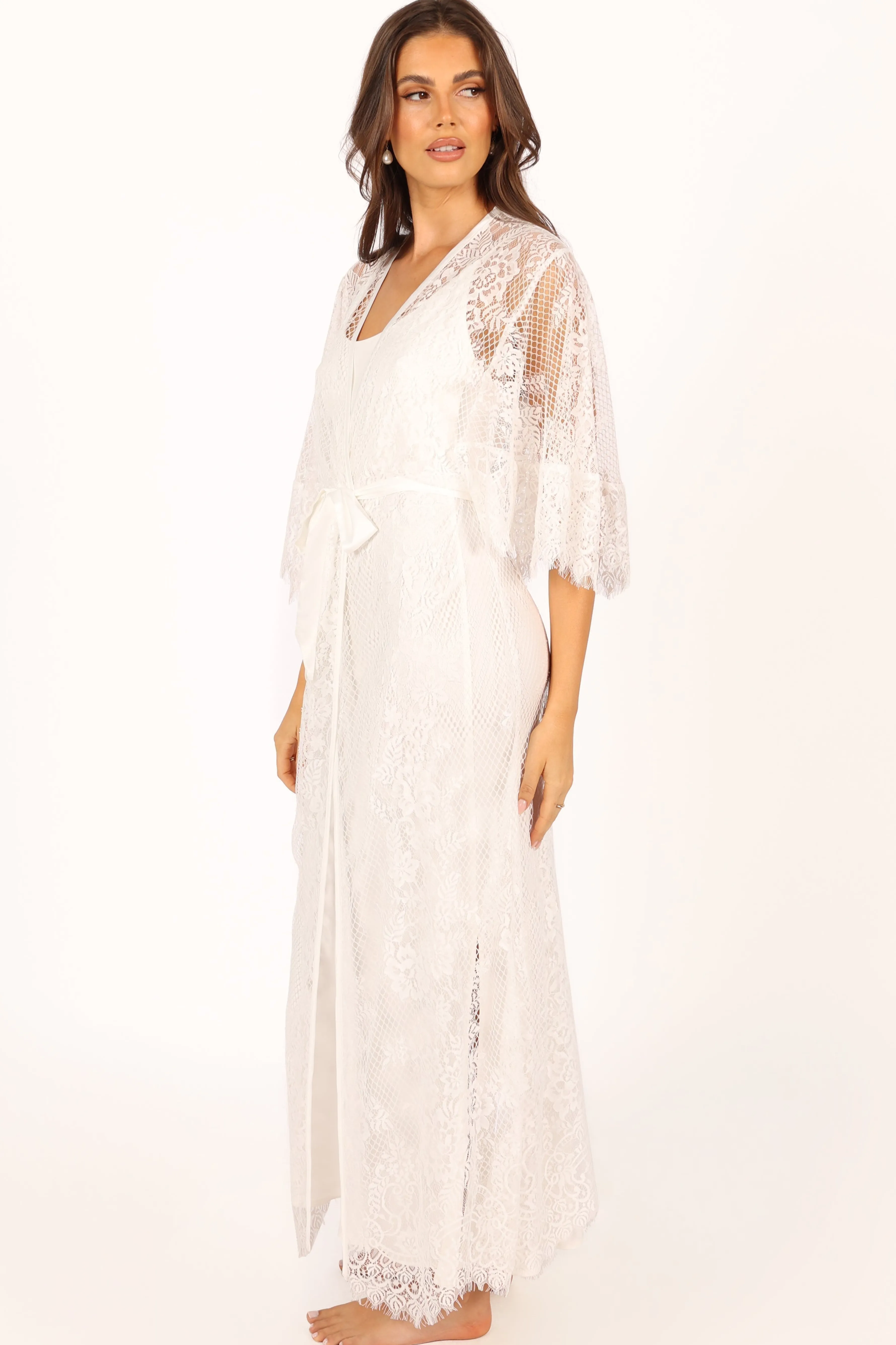 Petal & Pup Nephele Lace Bridal Robe - Ivory Store