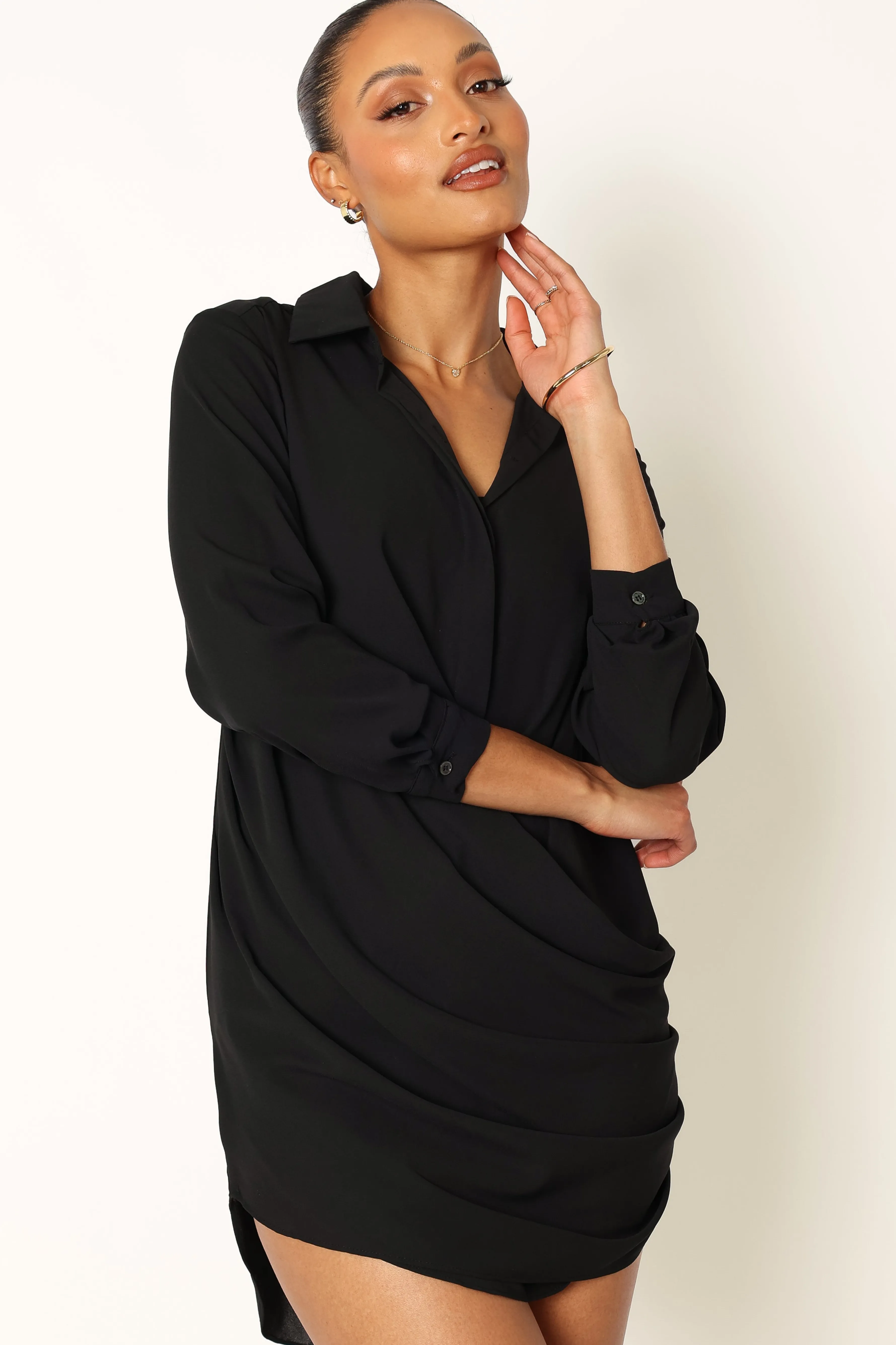 Petal & Pup Niky Long Sleeve Mini Dress - Black Online