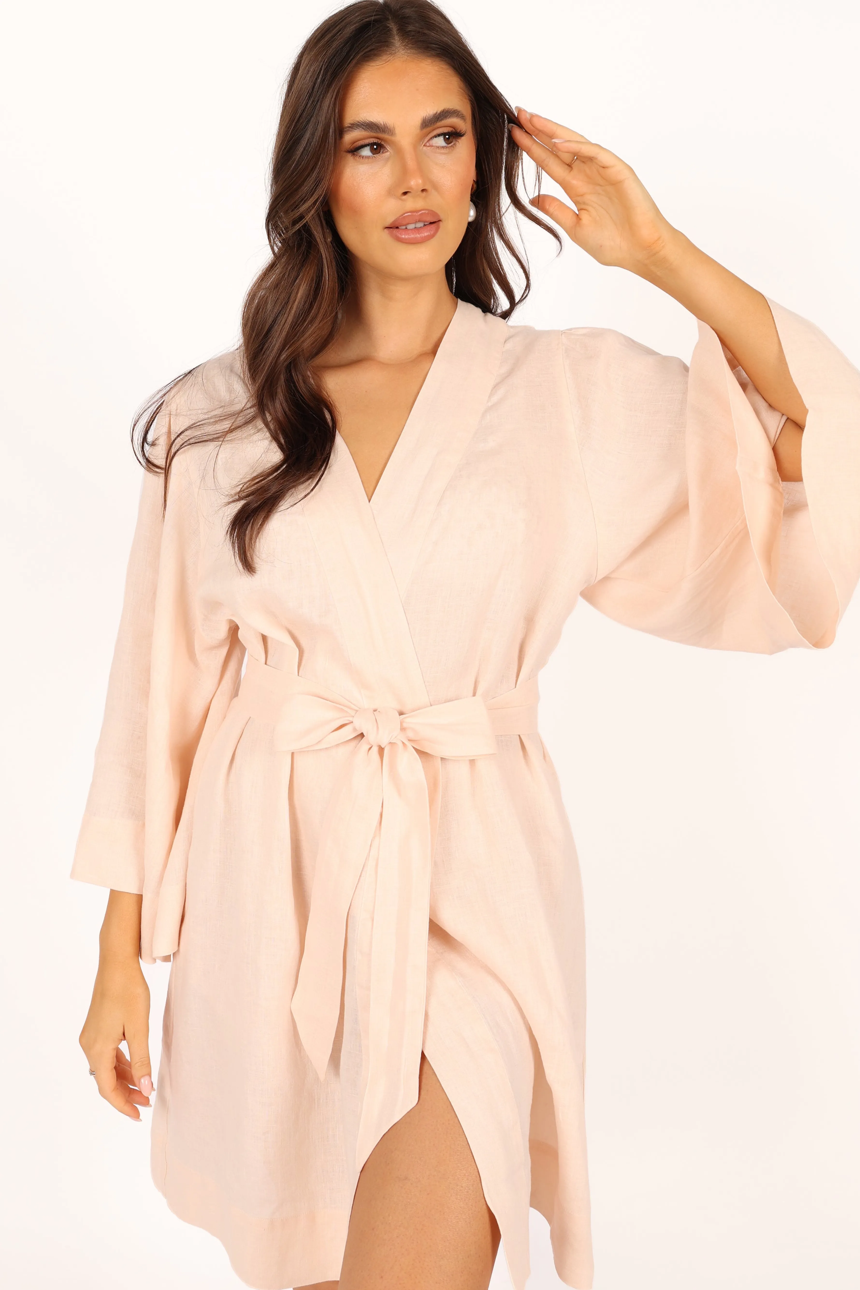 Petal & Pup Nuala Linen Robe - Blush Best