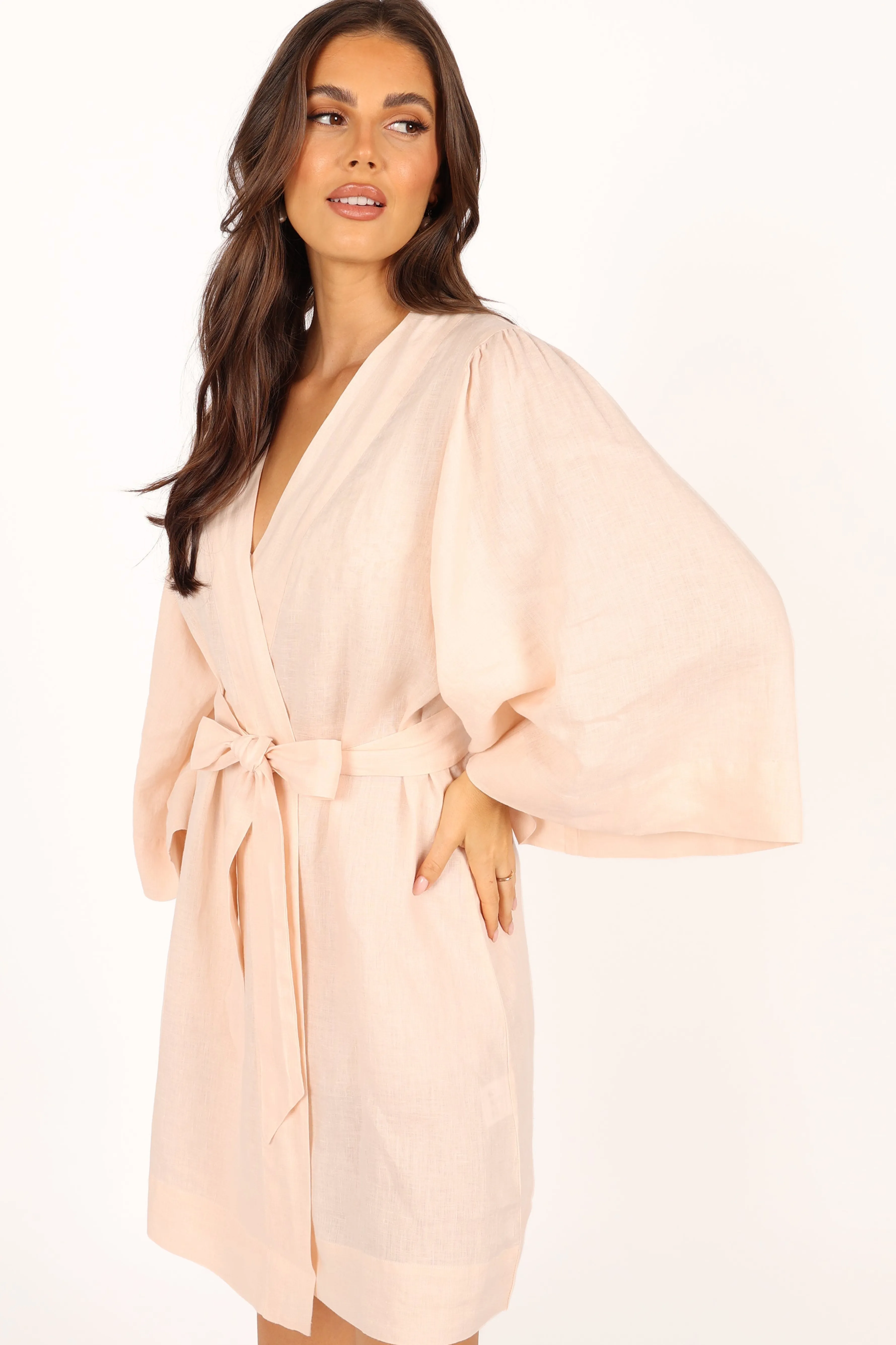 Petal & Pup Nuala Linen Robe - Blush Best