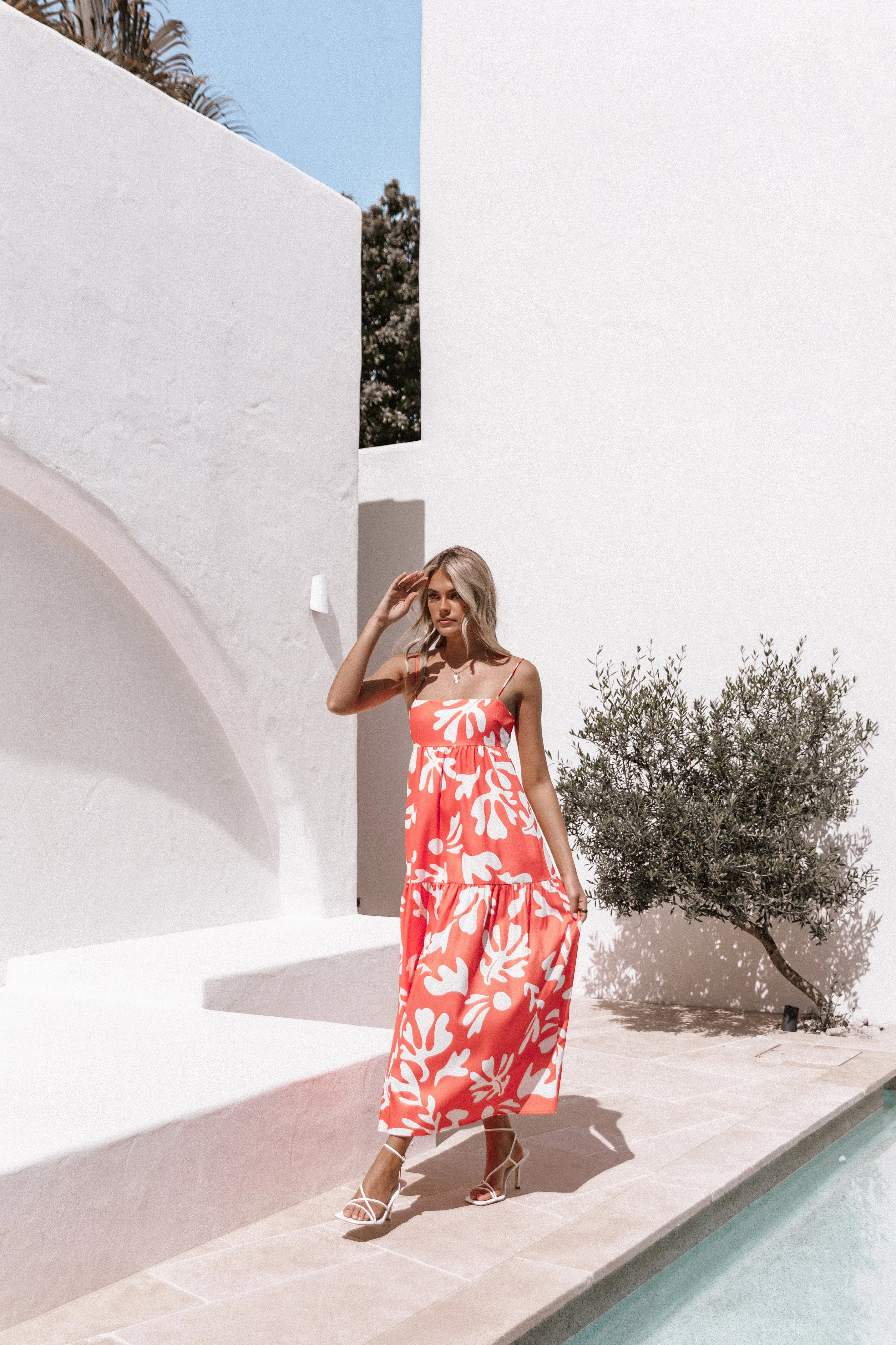 Petal & Pup Payton Maxi Slip Dress - Melon White MelonWhite Hot