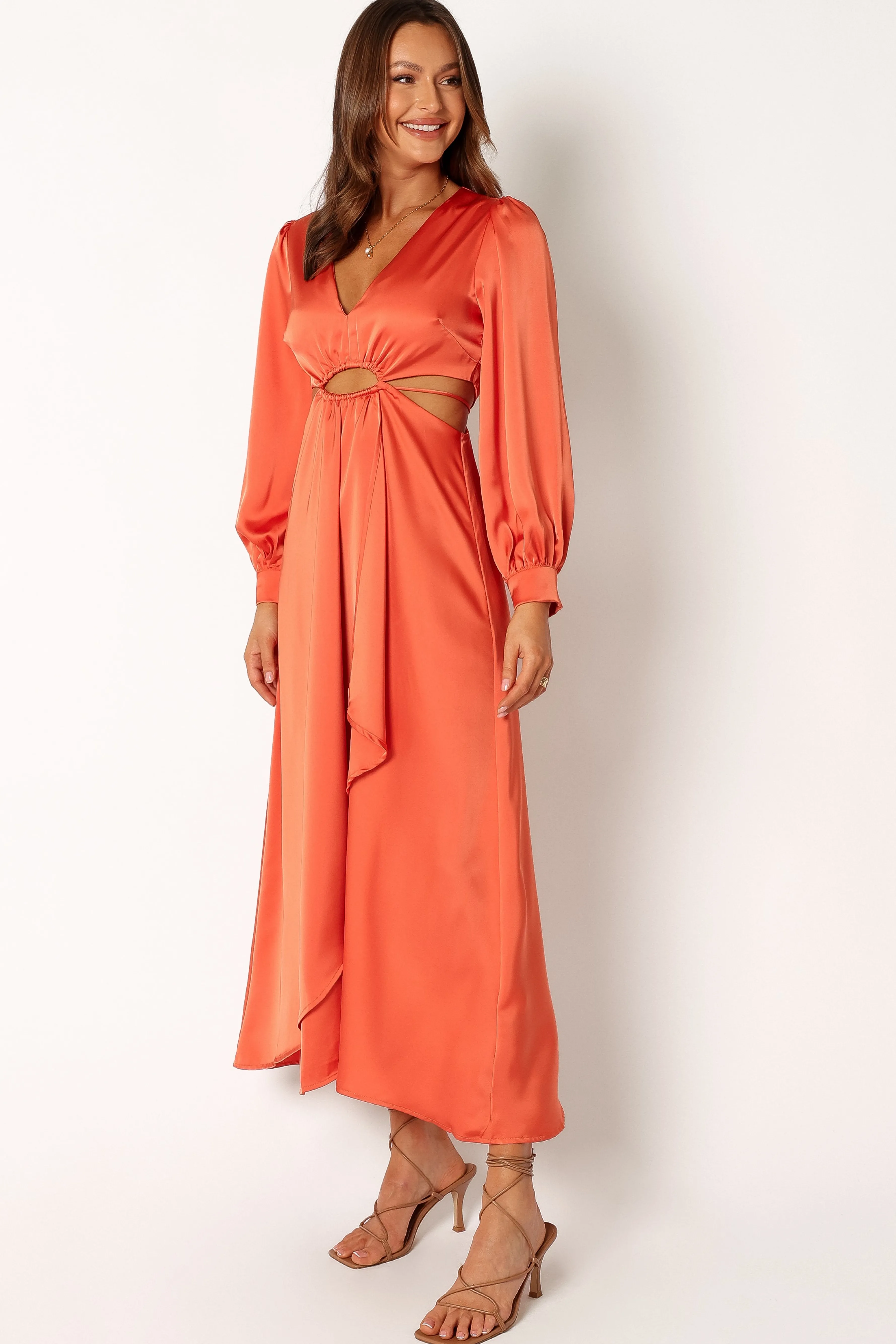 Petal & Pup Peyton Long Sleeve Midi Dress - Orange Cheap