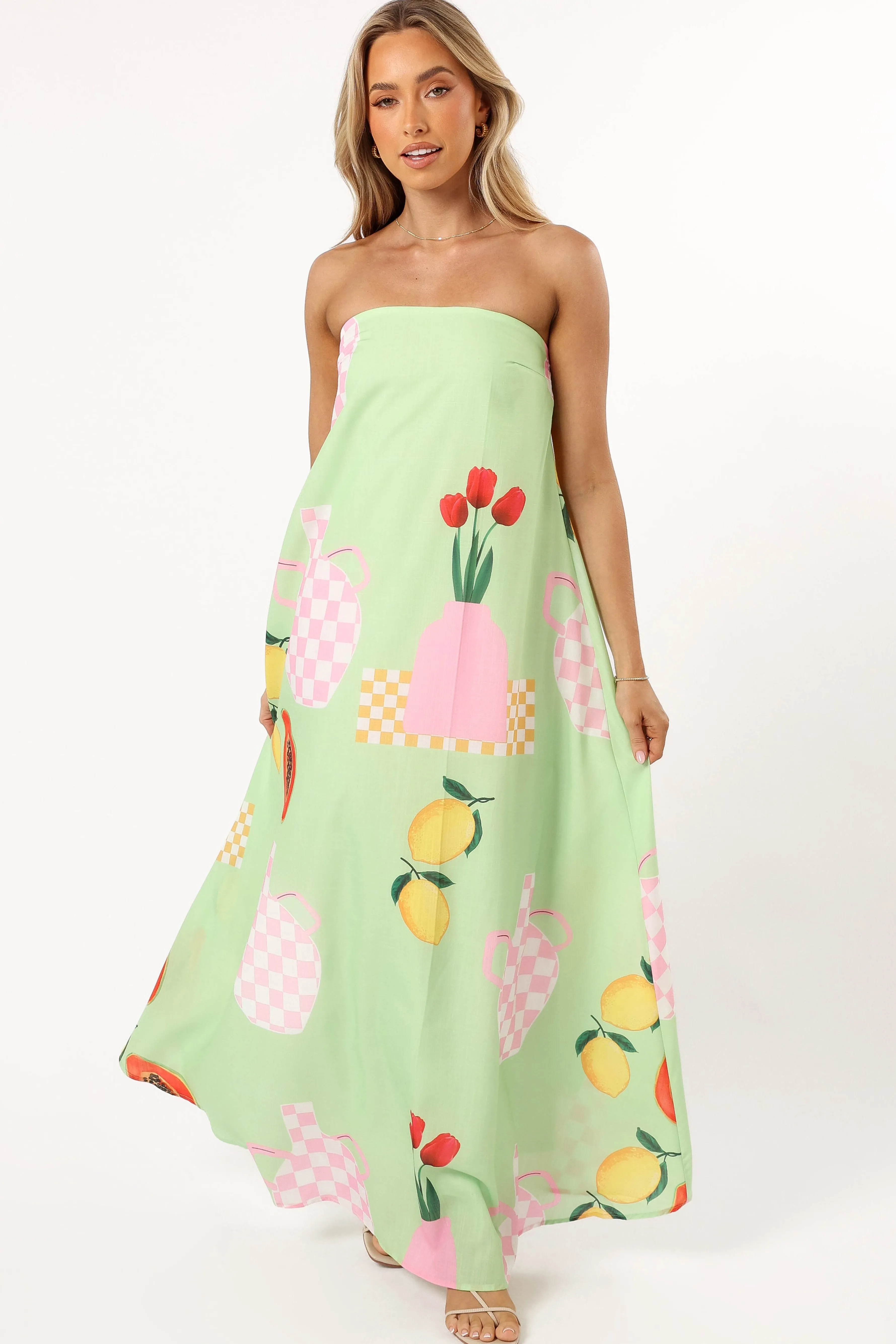 Petal & Pup Piccolo Strapless Maxi Dress - Green Papaya GreenPapaya Discount