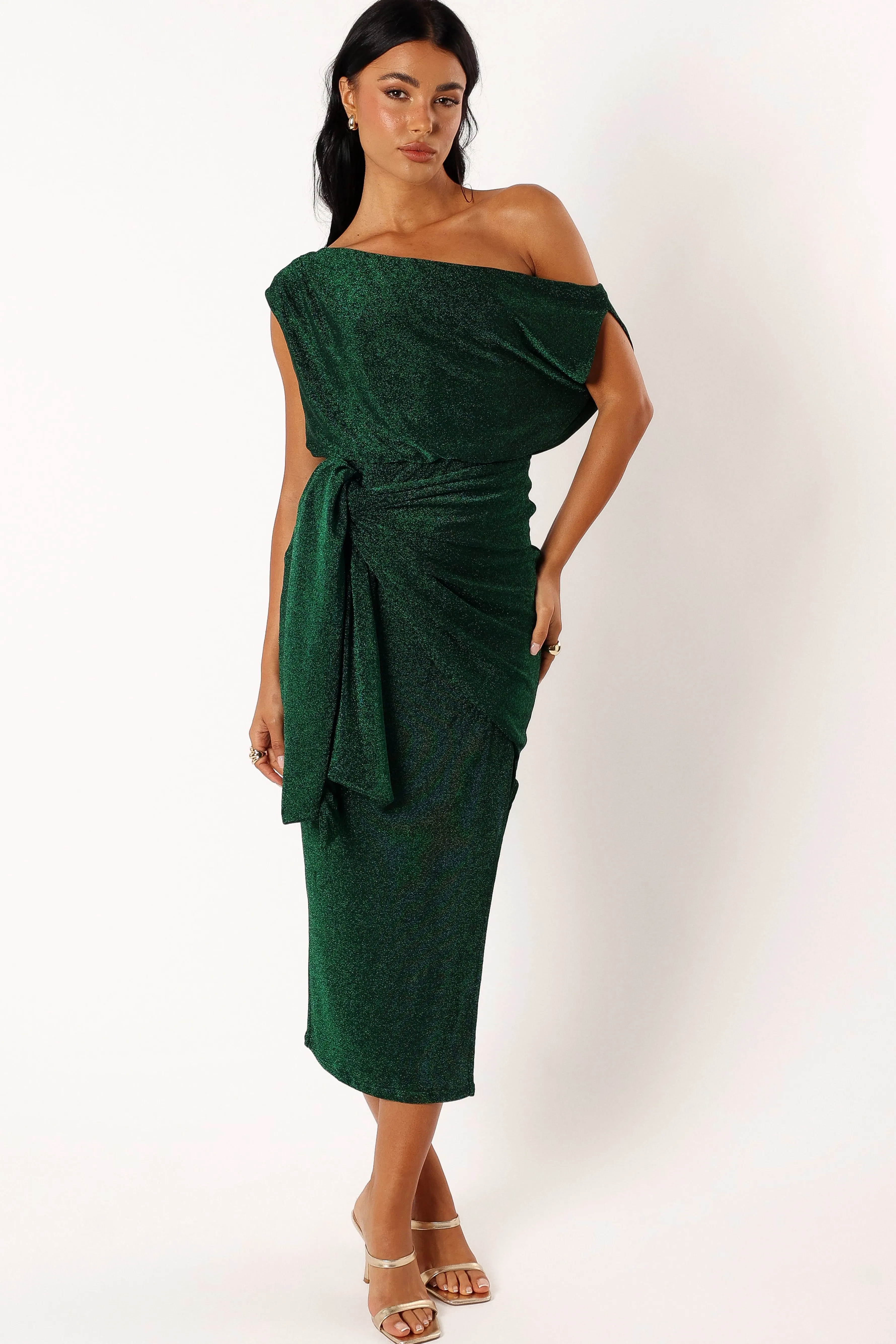 Petal & Pup Santiago Off Shoulder Midi Dress - Emerald Cheap