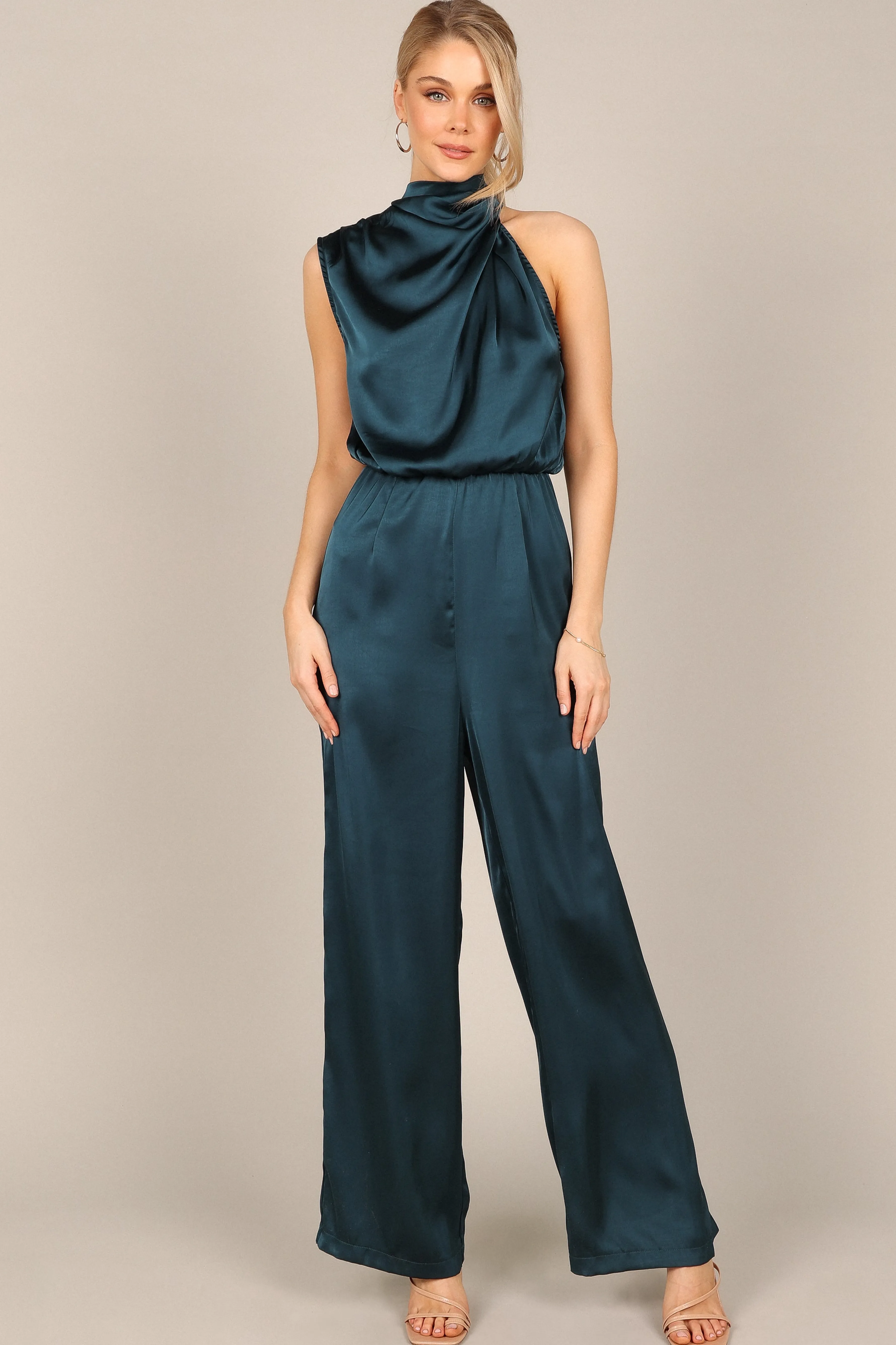 Petal & Pup Savannah One Shoulder Jumpsuit - Teal Clearance