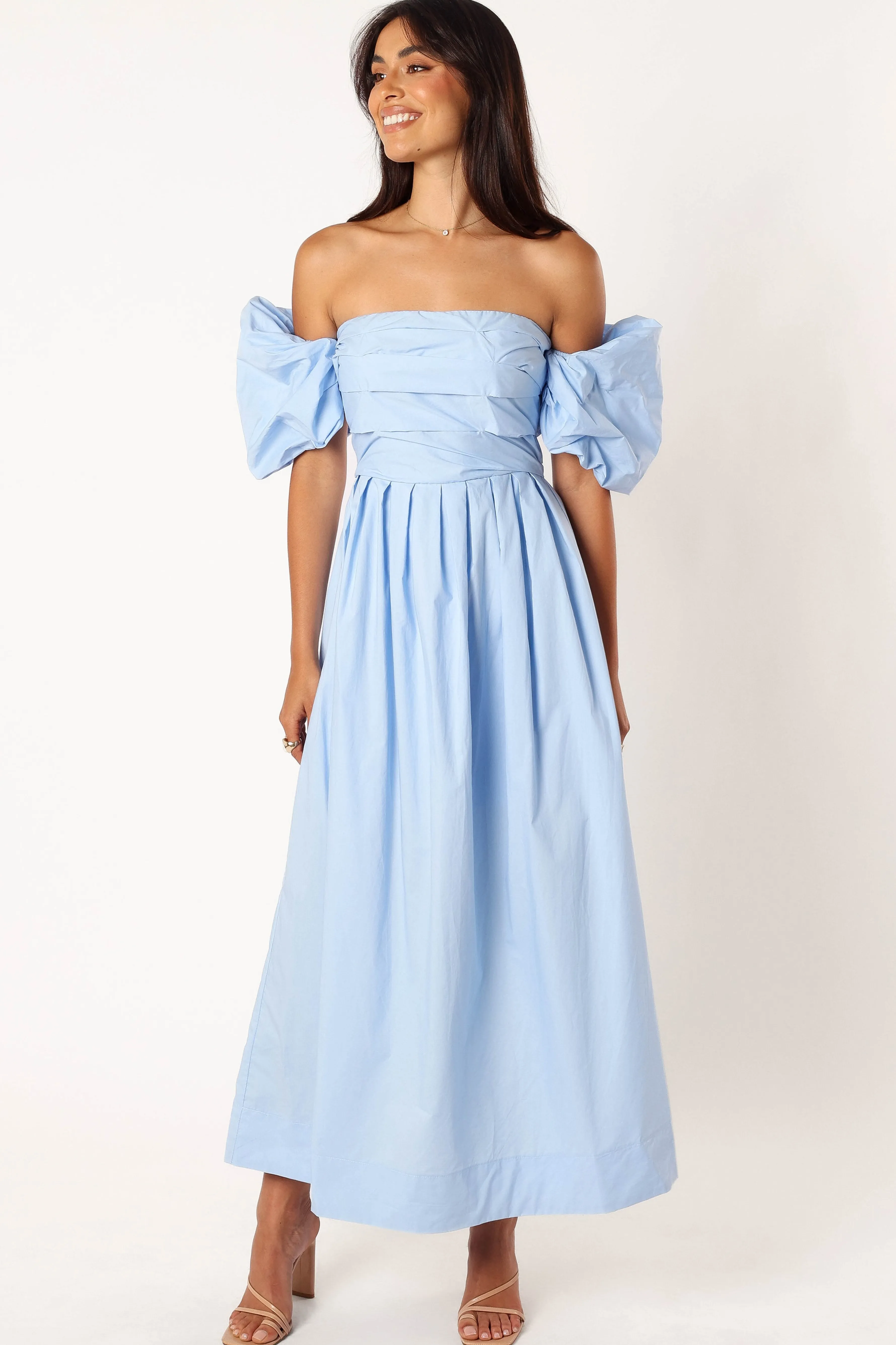 Petal & Pup Solana Off Shoulder Midi Dress - Blue Fashion