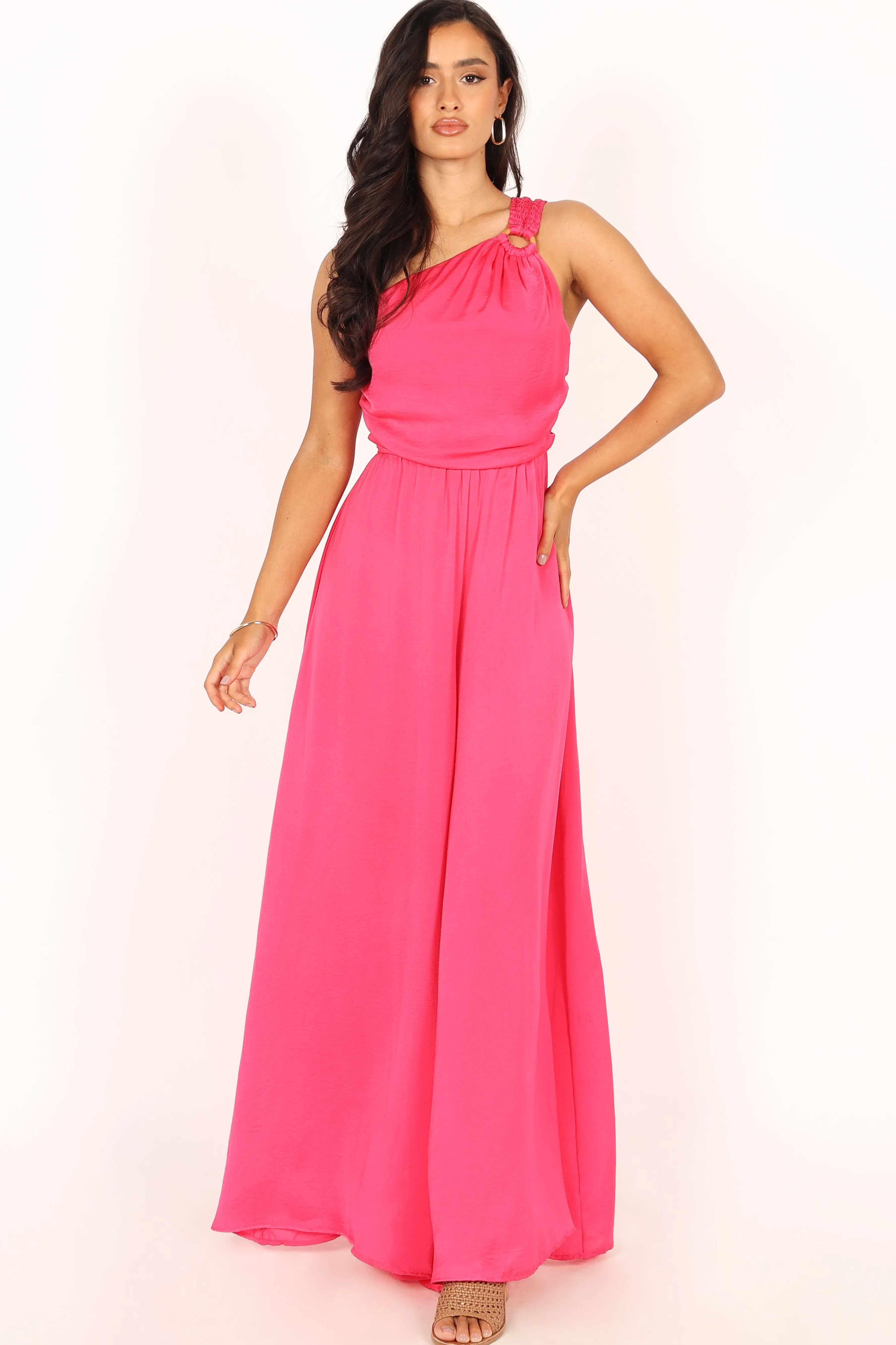 Petal & Pup Sunanda One Shoulder Jumpsuit - Fuchsia Best Sale