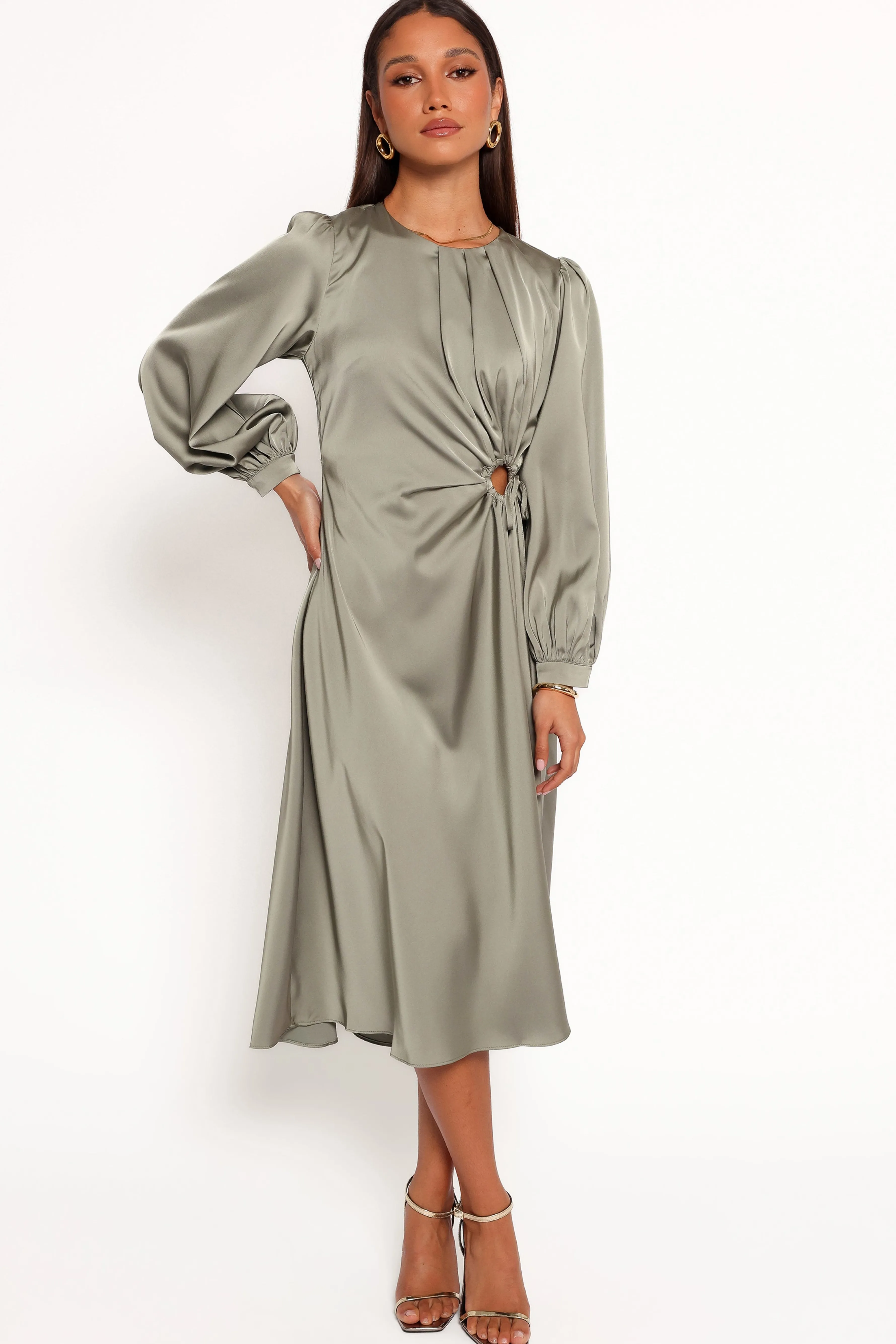 Petal & Pup Windsor Long Sleeve Maxi Dress - Olive Cheap