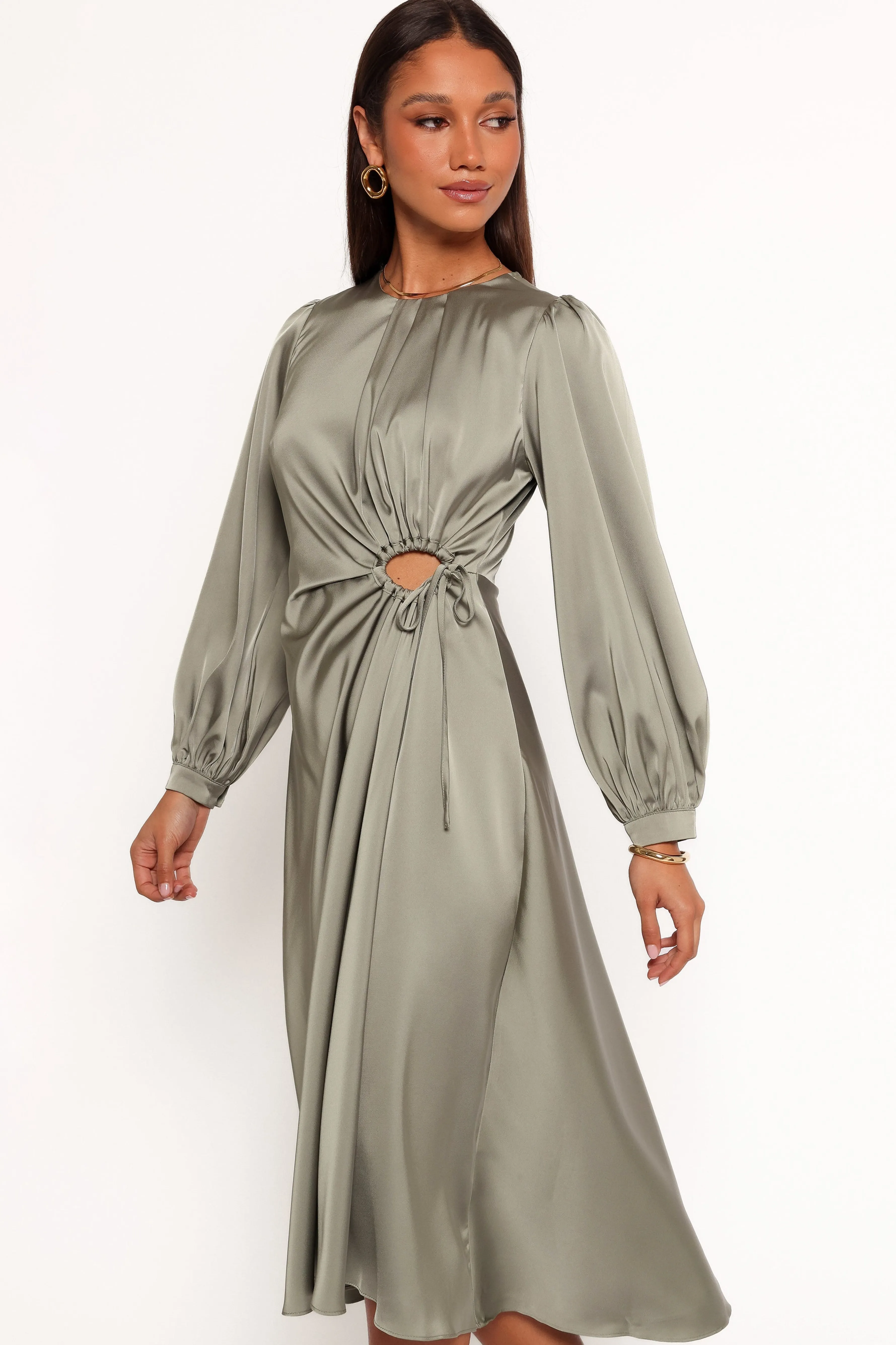 Petal & Pup Windsor Long Sleeve Maxi Dress - Olive Cheap