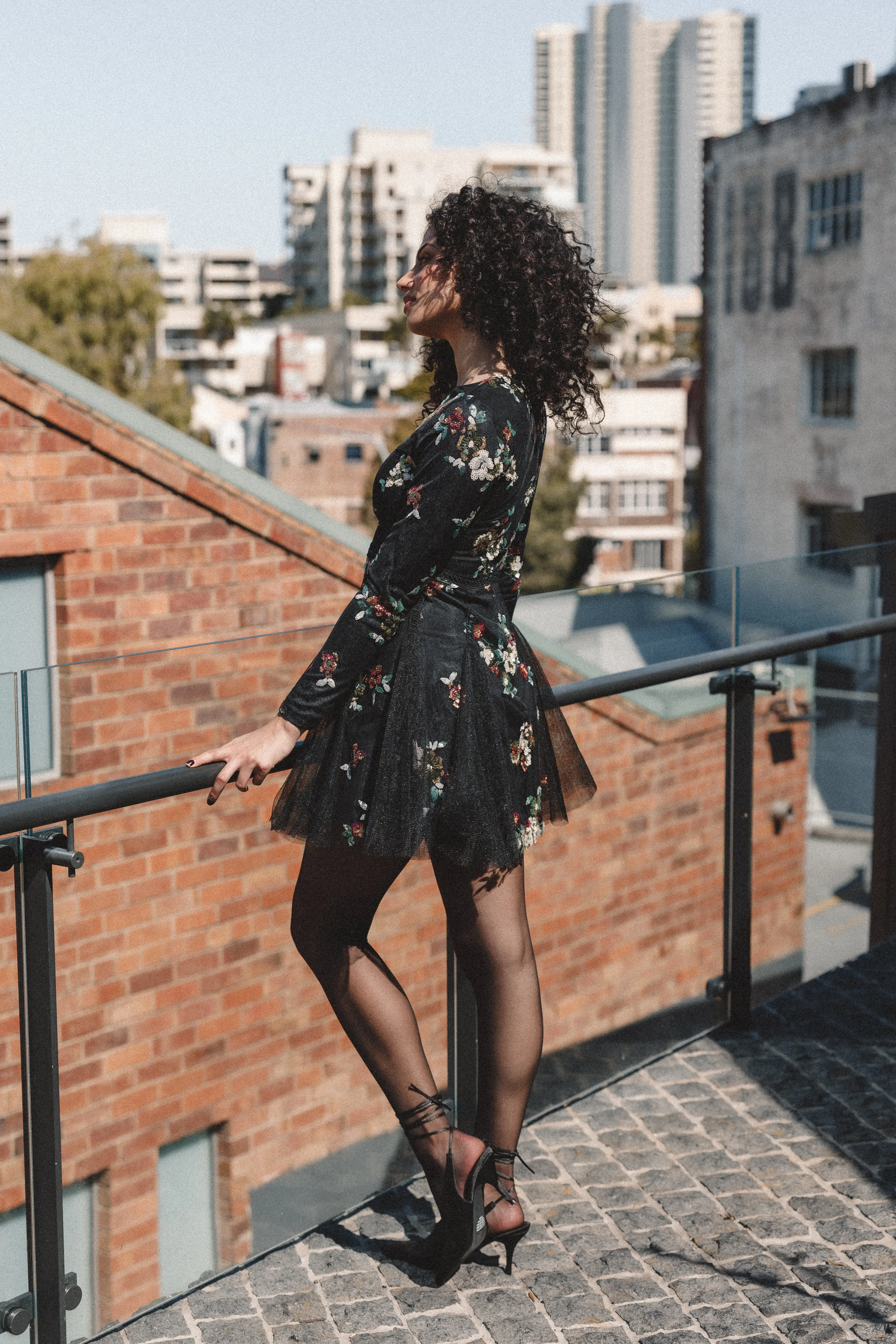 Petal & Pup Woodsen Long Sleeve Mini Dress - Black Floral BlackFloral Clearance