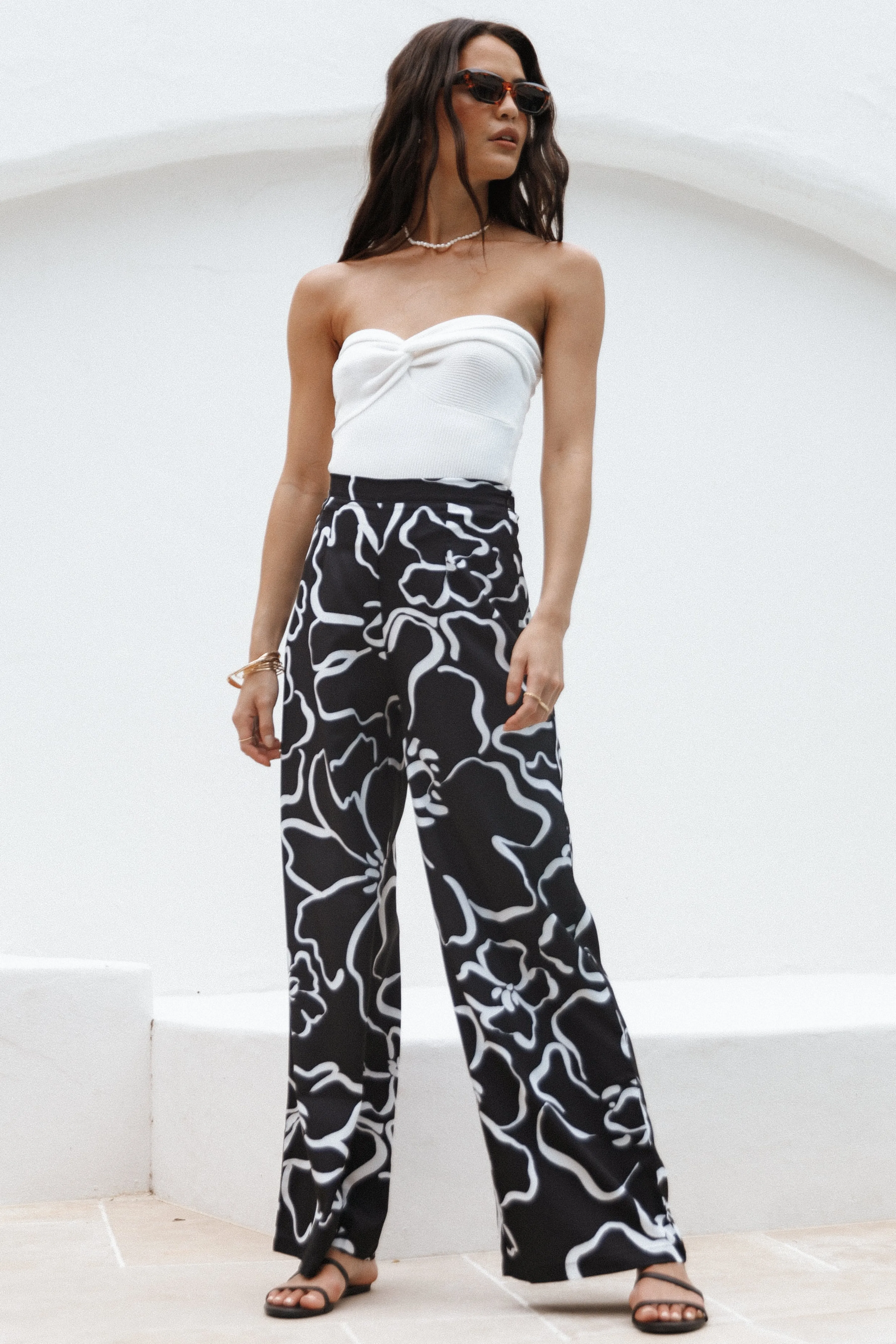 Petal & Pup York Pant - White Black Floral WhiteBlackFloral Store