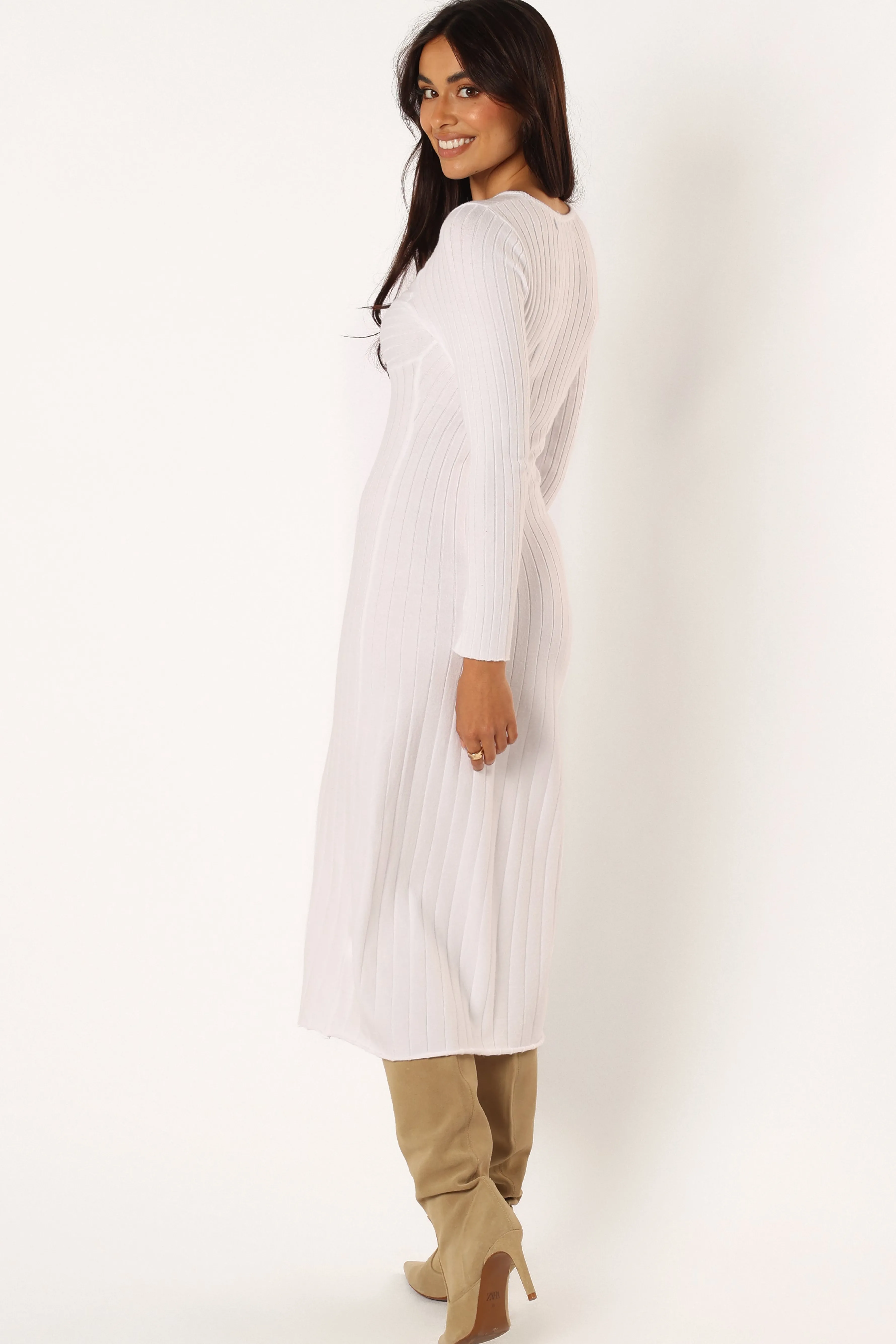 Petal & Pup Zayla Long Sleeve Midi Dress - Cream Hot